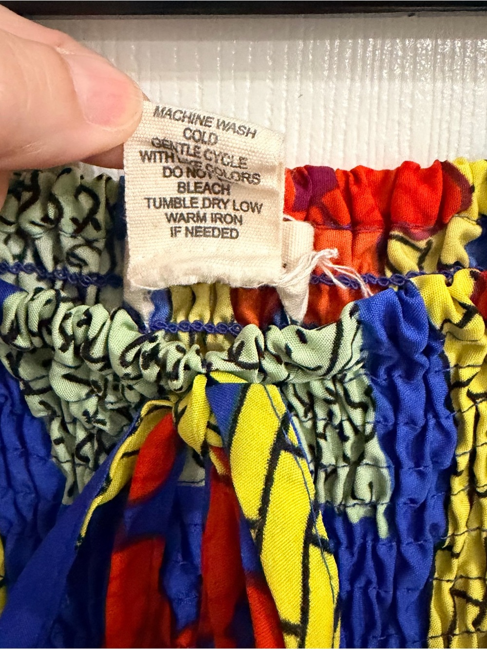 Strapless Smocked Maxi Dress in Blue with Red Floral Print Gypsie Blu - Picture 5 of 5
